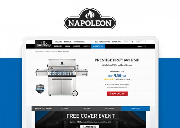 Homepage of Napoleon Grills with Logo