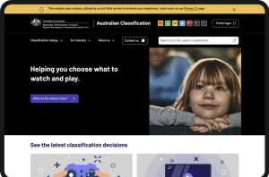 Screenshot of the homepage for classification.gov.au