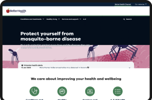 Image of the homepage from Victoria's Better Health Channel.