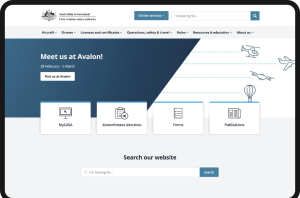Screenshot of the CASA website homepage