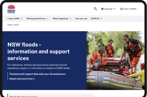 Screenshot of NSW floods page on nsw.gov.au