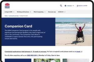 Image of Companion Card homepage