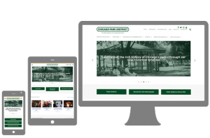 Chicago Park District website shown at different viewports