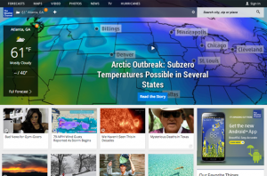 Screenshot of the Weather.com homepage