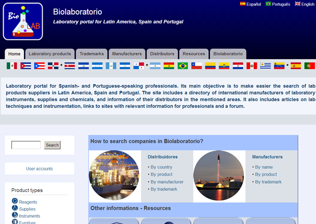 Biolaboratorio frontpage (English version)