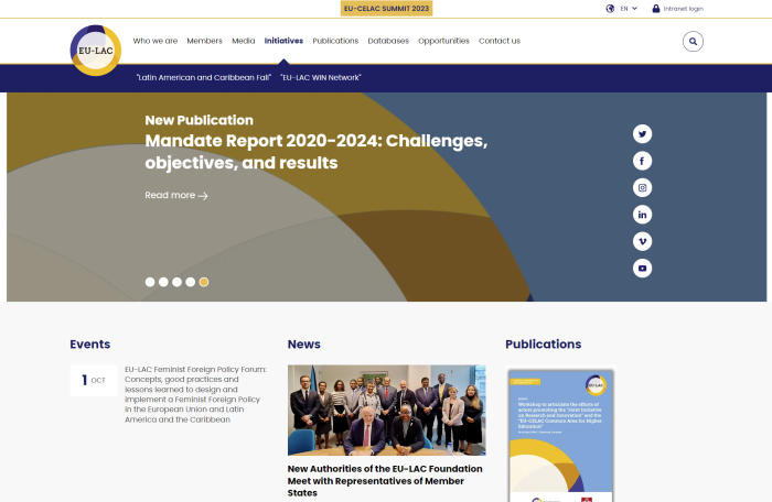 Website and Intranet consolidation and enhancements for the EU-LAC Foundation