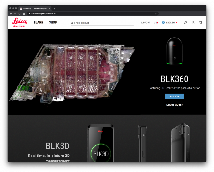 Homepage screenshot of the Leica ecommerce store