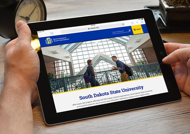 South Dakota State University homepage on a tablet