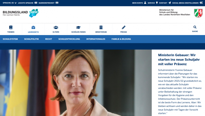 Internet relaunch of the Ministry of Schools and Education (MSB)