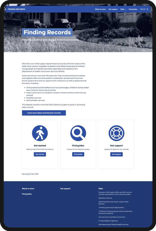 Victoria’s Finding Records — site migration to SDP | Drupal.org