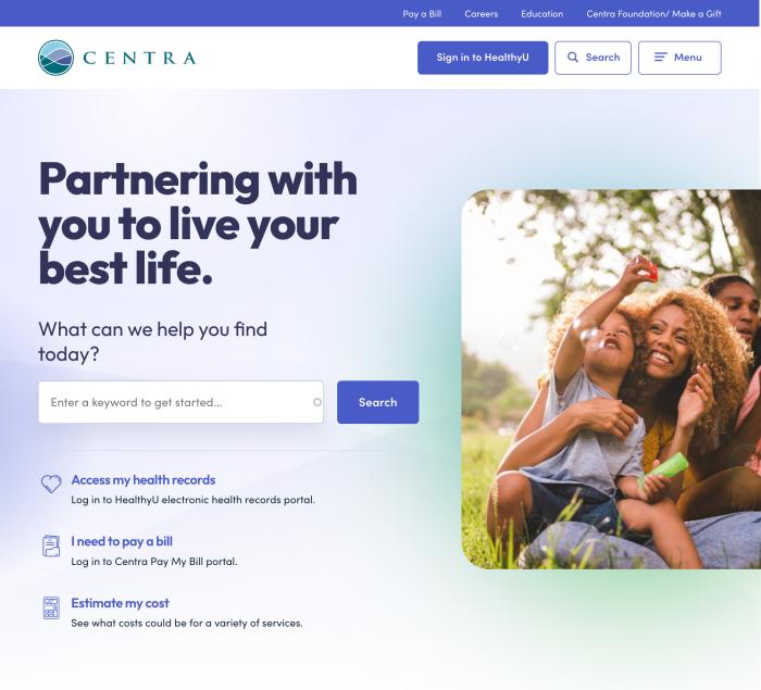 Centra Health Home Page