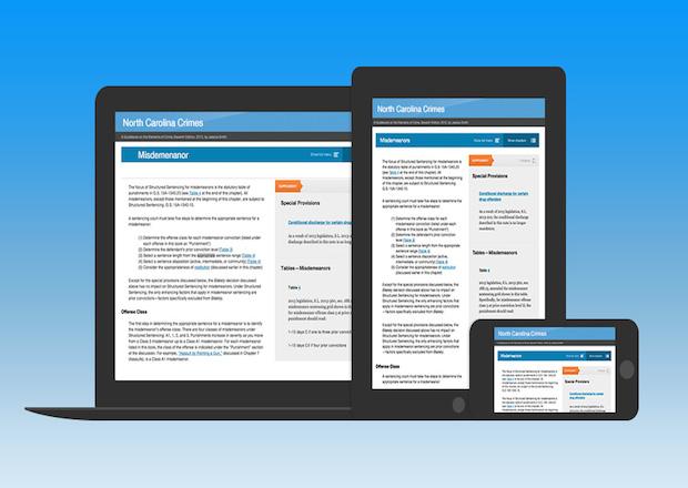 Examples of responsive design for the NC Crimes online reference book