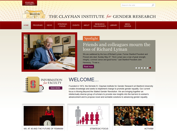 Stanford Clayman Institute for Gender Research frontpage