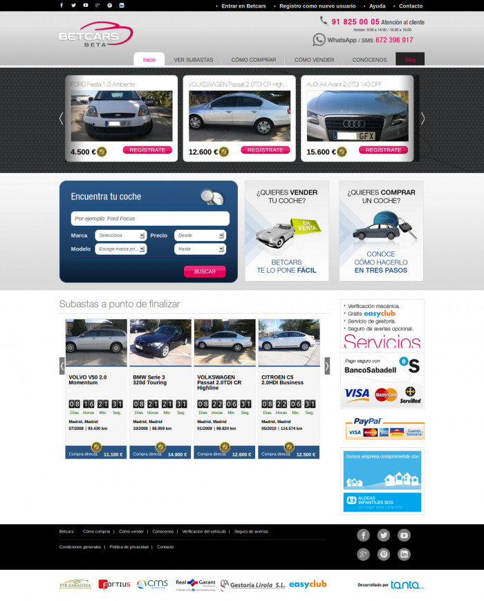 Betcars homepage
