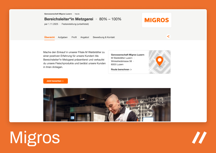Custom job ad management for Migros - the Swiss retailer