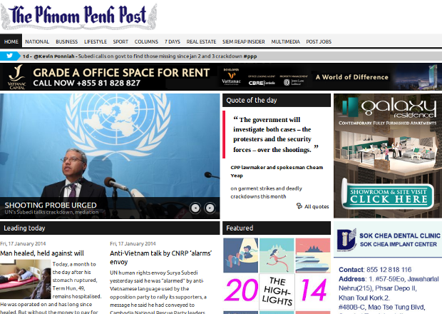 The Phnom Penh Post. Homepage screenshot