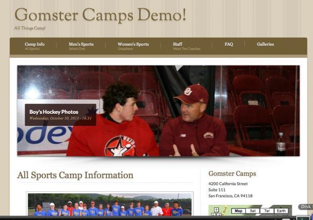 Gomster Sports Camp Websites Demo