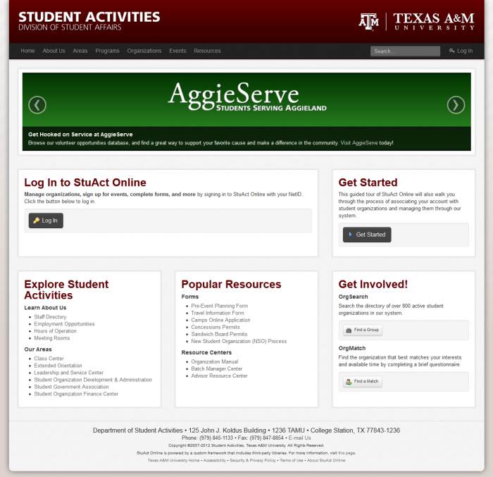 Texas A&M Student Activities Home Page