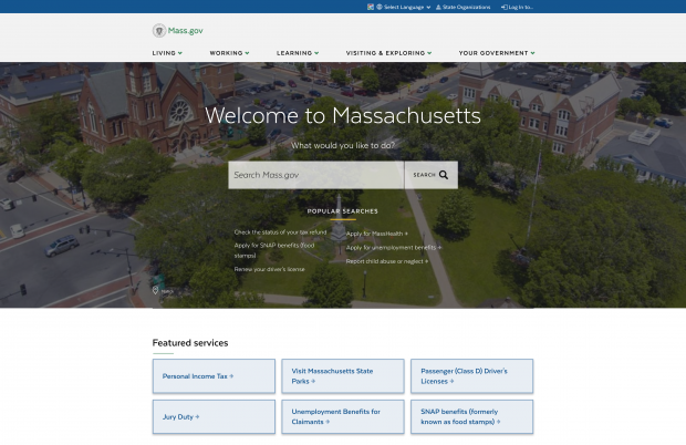 mass.gov homepage 
