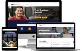 Pega community homepage on various devices