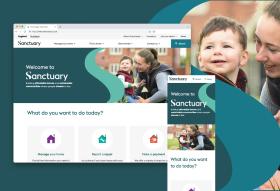 Sanctuary Housing - Screenshot of Web Design showing desktop and mobile interface
