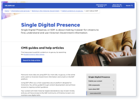 Screenshot of Victoria's Single Digital Presence homepage