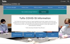 Tuft's coronavirus homepage