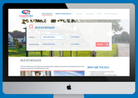 Desktop view of Coach USA's Homepage Redesign and Rebuild on Drupal 8