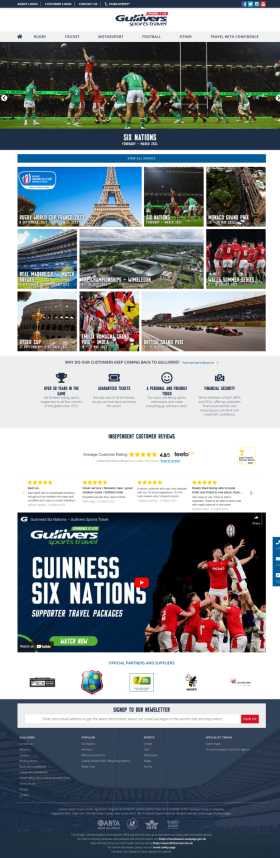 Gullivers Travel website homepage screenshot