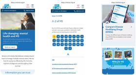 Mobile website mock ups of the MS Trust website