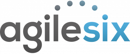 Agile Six Applications logo - grey and blue, lowercased