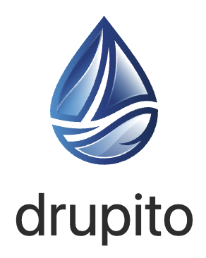 Drupito logo. Water drop shape with outline of a sailboat.