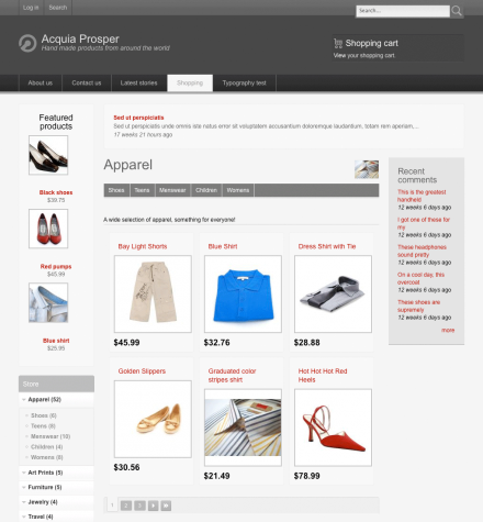 Acquia Prosper theme - Ubercart catalog page