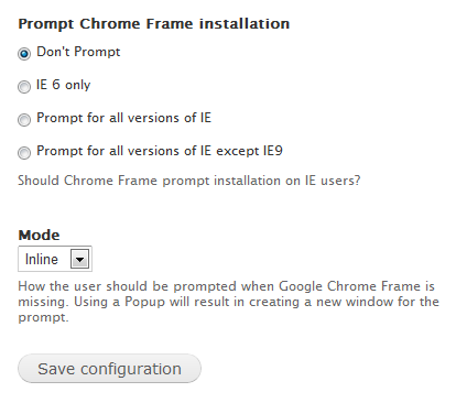 Chrome Frame Settings