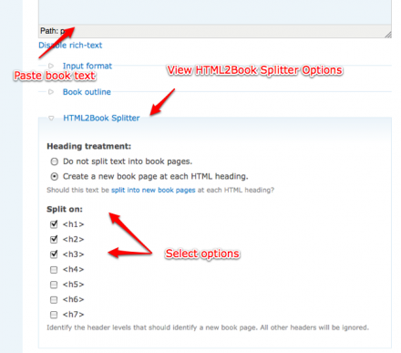 HTML2Book settings