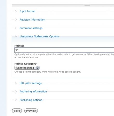 'Userpoints Node Access' Fieldset on Node Add/Edit Form.