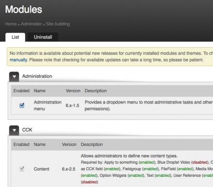 Modules page for Cleanr