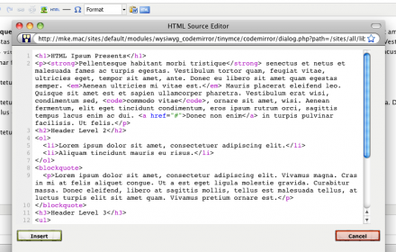 Screenshot of source editor