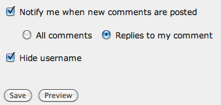 Comment form settings