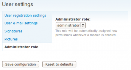 Admin Role module screenshot