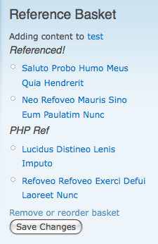 A screenshot of the reference basket with two fields and two nodes added to each field.