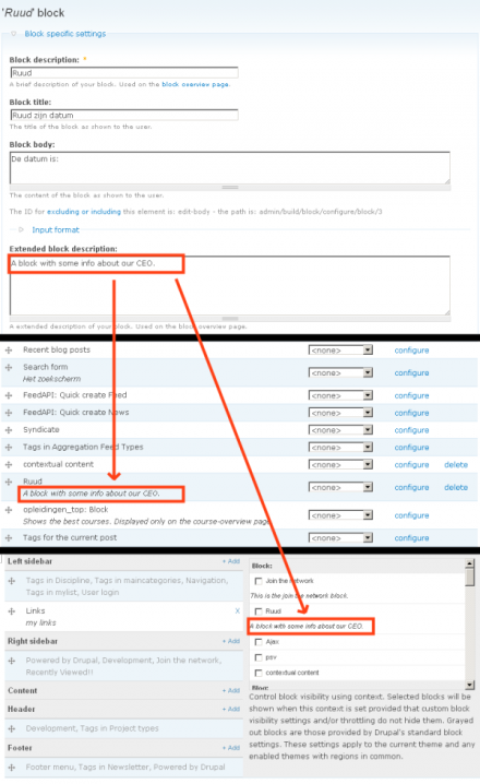 Blockdescriptions are shown on the blocklist page and the context page.