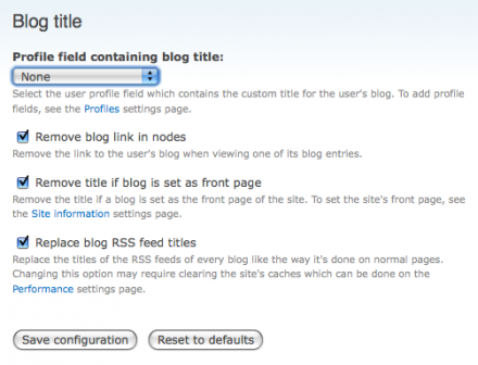 "Blog title" settings page screenshot