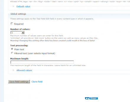 Clone link on the field configuration page.