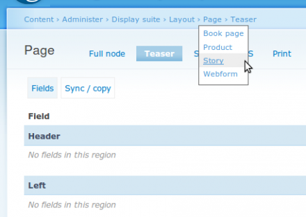 Switch between node types in display suite.