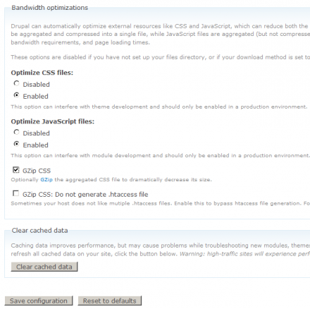 Settings under Performance