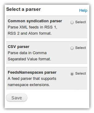 Parser selection