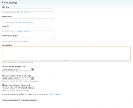 Flickr Gallery settings
