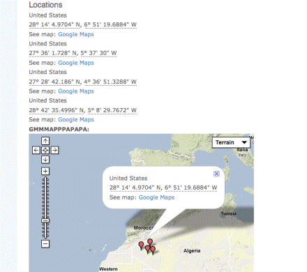 Screenshot of GMap Field showing a map with location.