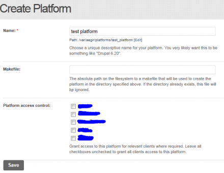 Platform creation form